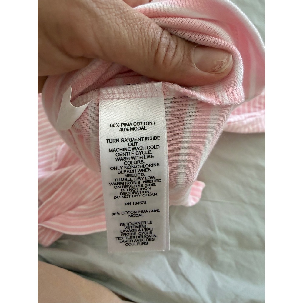 Vineyard Vines 2X Pink White Stripe Pima Cotton Modal Long Sleeve Top Coastal - Picture 4 of 7